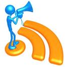 illustration of a guy on a rss feed icon