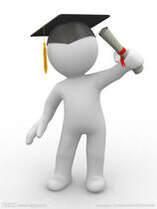 gumby like CGI person with hat and diploma
